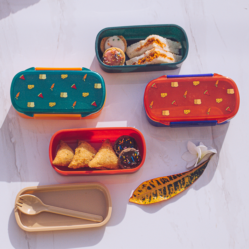 Bento Lunch Box Model 2 Pack of 2 600ml Without Sticker - Kids School Lunch Box with Tray