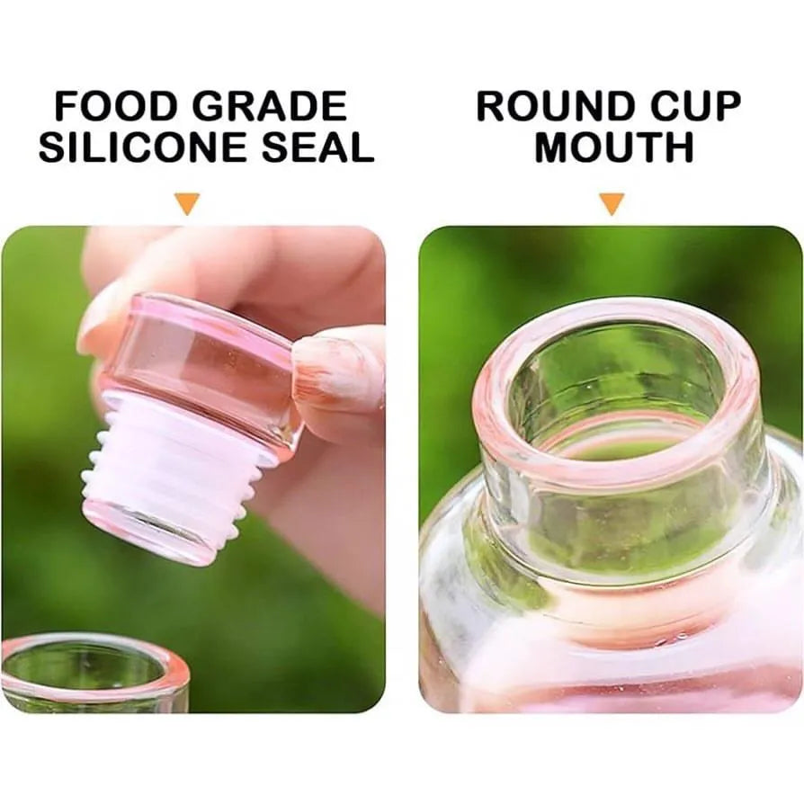 Premium Borosilicate Glass Water Bottle with Time Marker & Leakproof Lid – Portable Reusable Hydration Bottle for Office, Gym, School & Travel