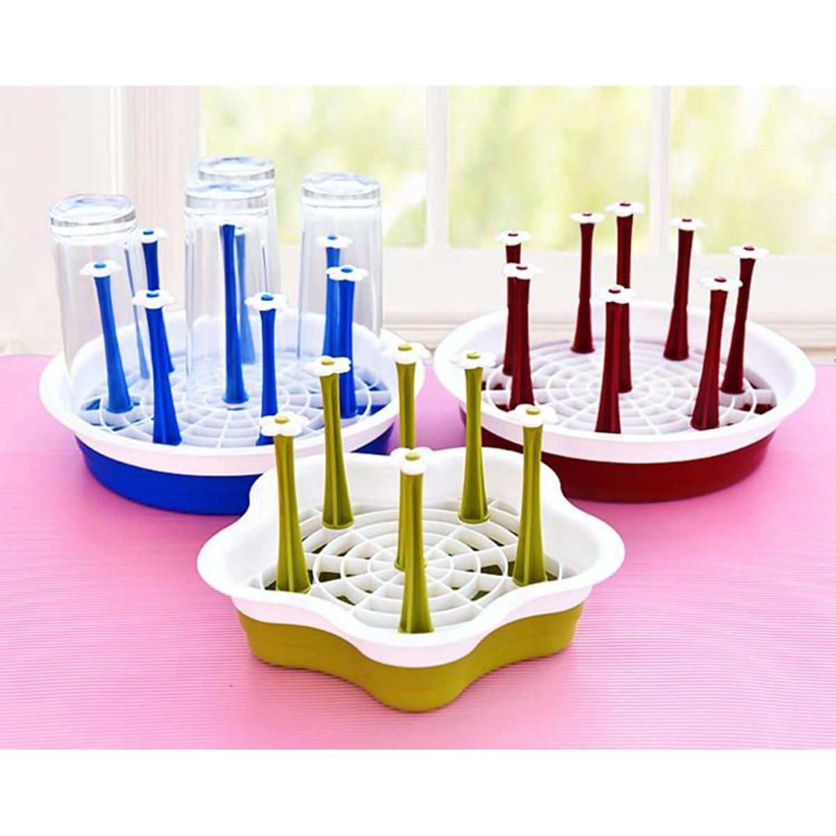Plastic Glass Cup Stand Rack with 7 Hooks for Kitchen Counter