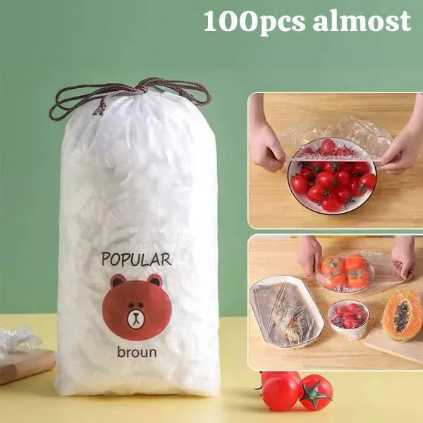 100 Pcs Reusable Elastic Food Storage Covers Stretchable Bowl Plate Wraps for Fridge