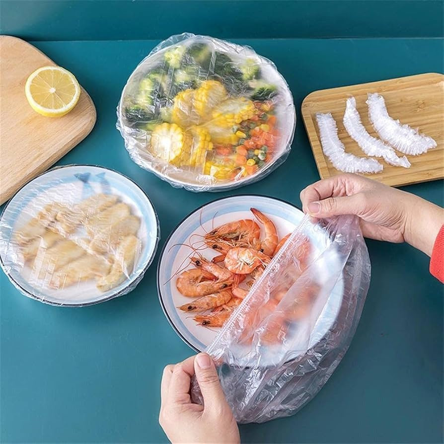 100 Pcs Reusable Elastic Food Storage Covers Stretchable Bowl Plate Wraps for Fridge