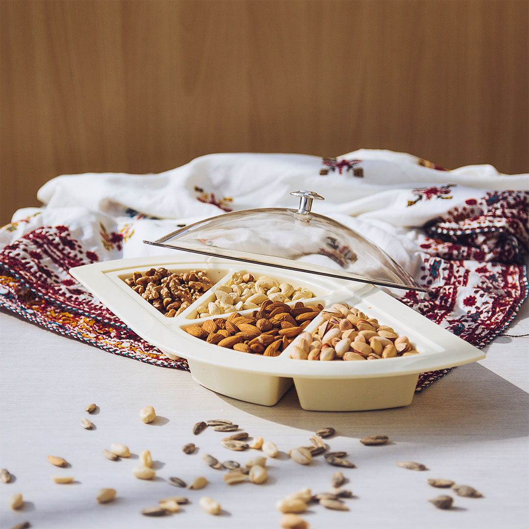 Deluxe Compartment Tray Model 1 Compartment Serving Tray - Elegant Dry Fruit, Snacks & Dessert Tray for Home Serving - Amber