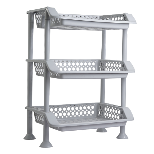 Plastic Dish Rack 3 Tier | Kitchen Plate & Utensil Organizer - Grey - Malik Mart P187