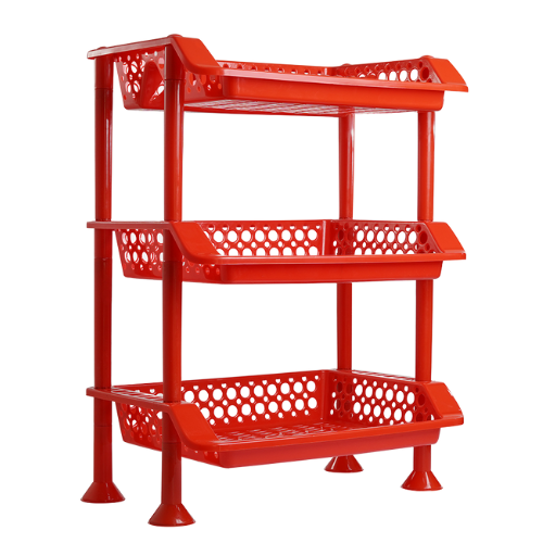 Plastic Dish Rack 3 Tier | Kitchen Plate & Utensil Organizer - Red - Malik Mart P190
