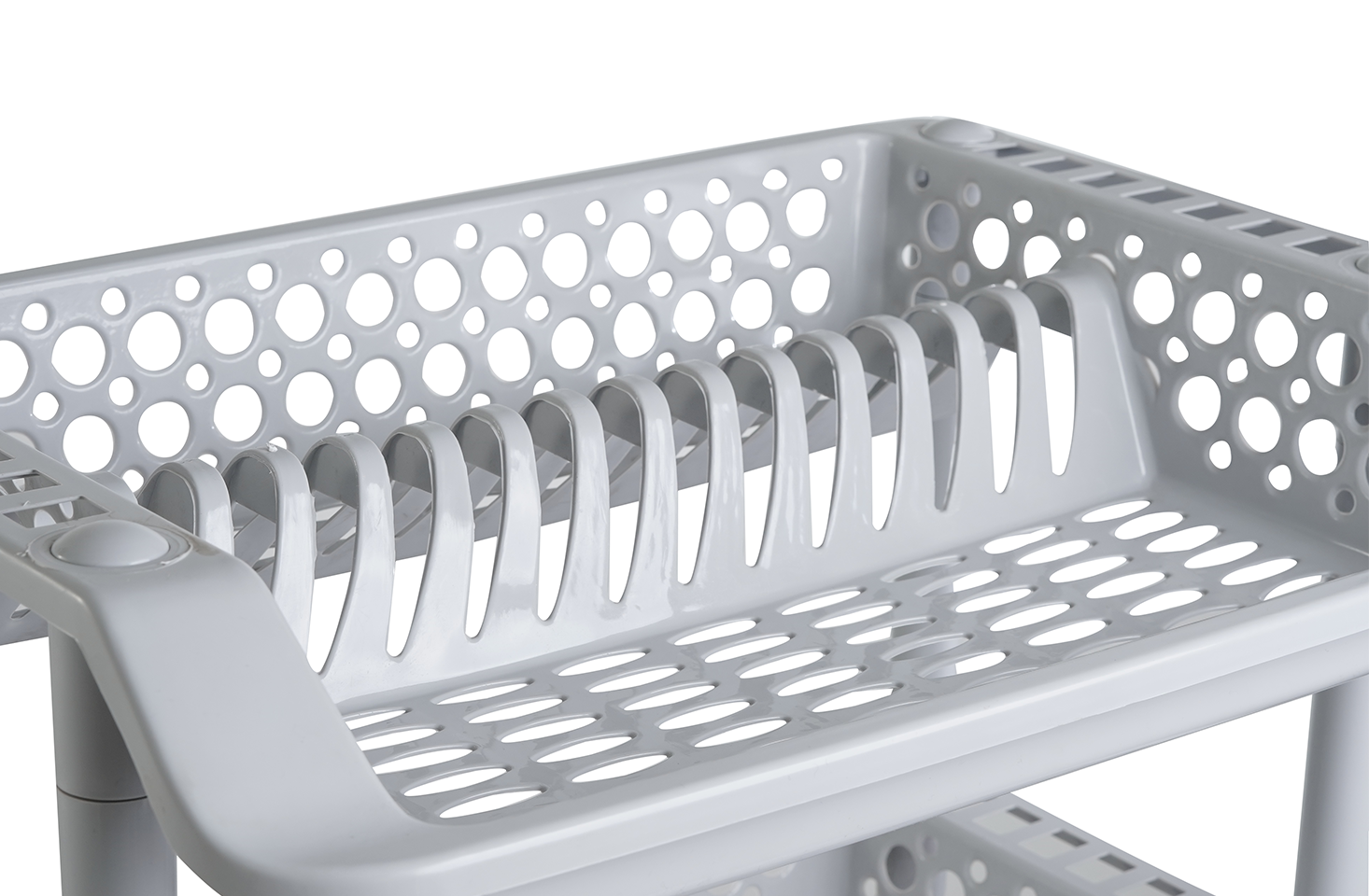 Plastic Dish Rack 3 Tier | Kitchen Plate & Utensil Organizer - Grey - Malik Mart P187