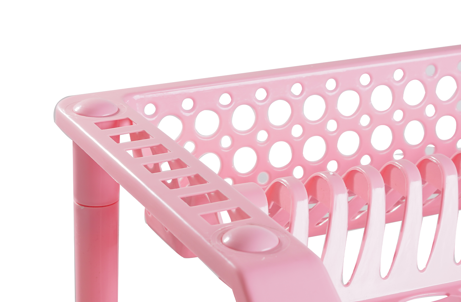 Plastic Dish Rack 3 Tier | Kitchen Plate & Utensil Organizer - Pink - Malik Mart P189