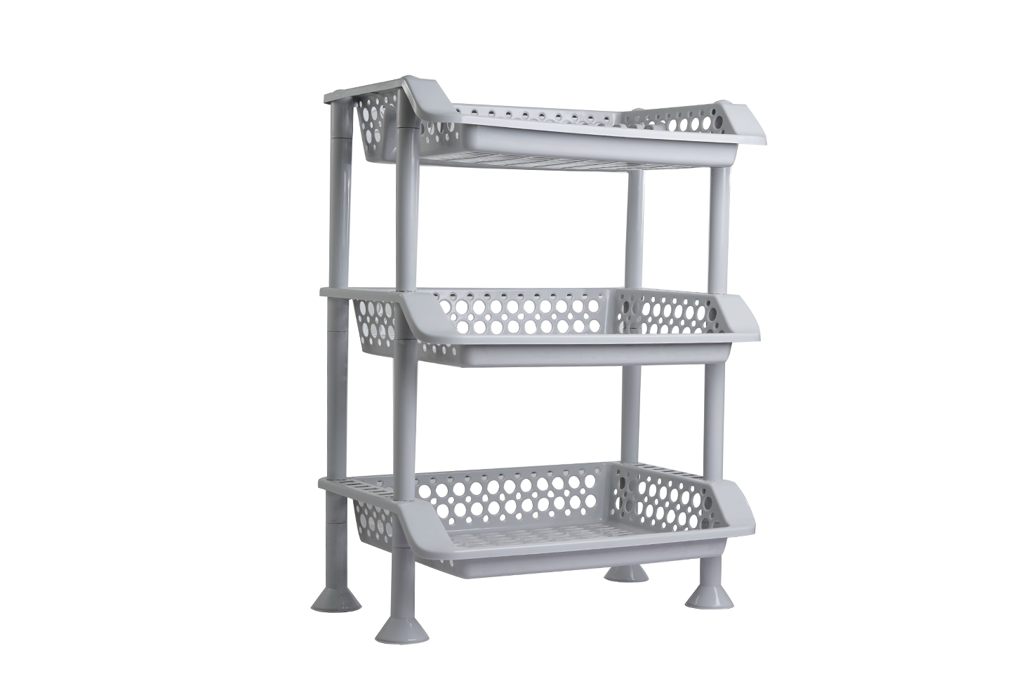Plastic Dish Rack 3 Tier | Kitchen Plate & Utensil Organizer - Grey - Malik Mart P187