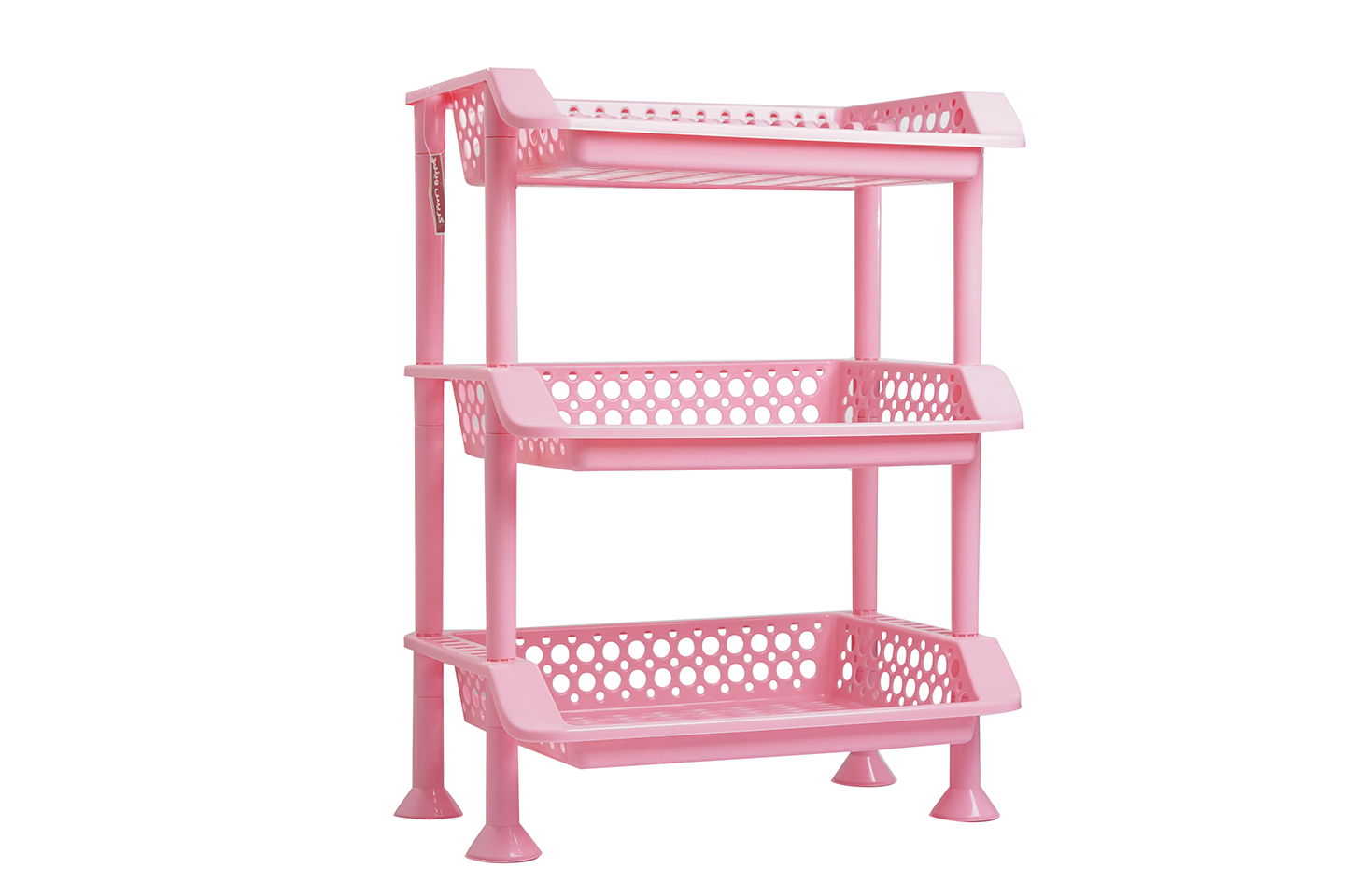Plastic Dish Rack 3 Tier | Kitchen Plate & Utensil Organizer - Pink - Malik Mart P189