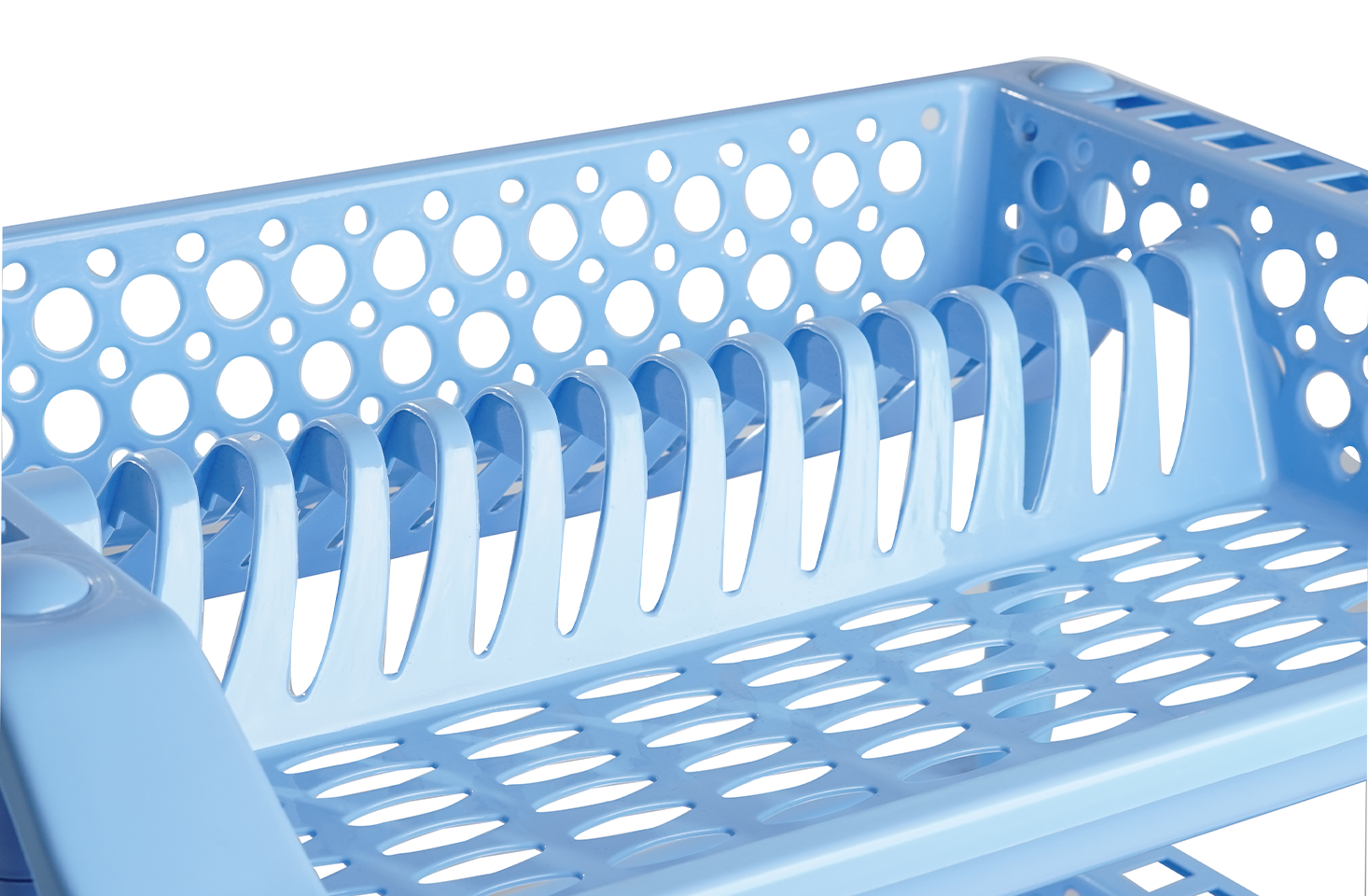 Plastic Dish Rack 2 Tier | Kitchen Plate & Utensil Organizer - Blue - Malik Mart P192