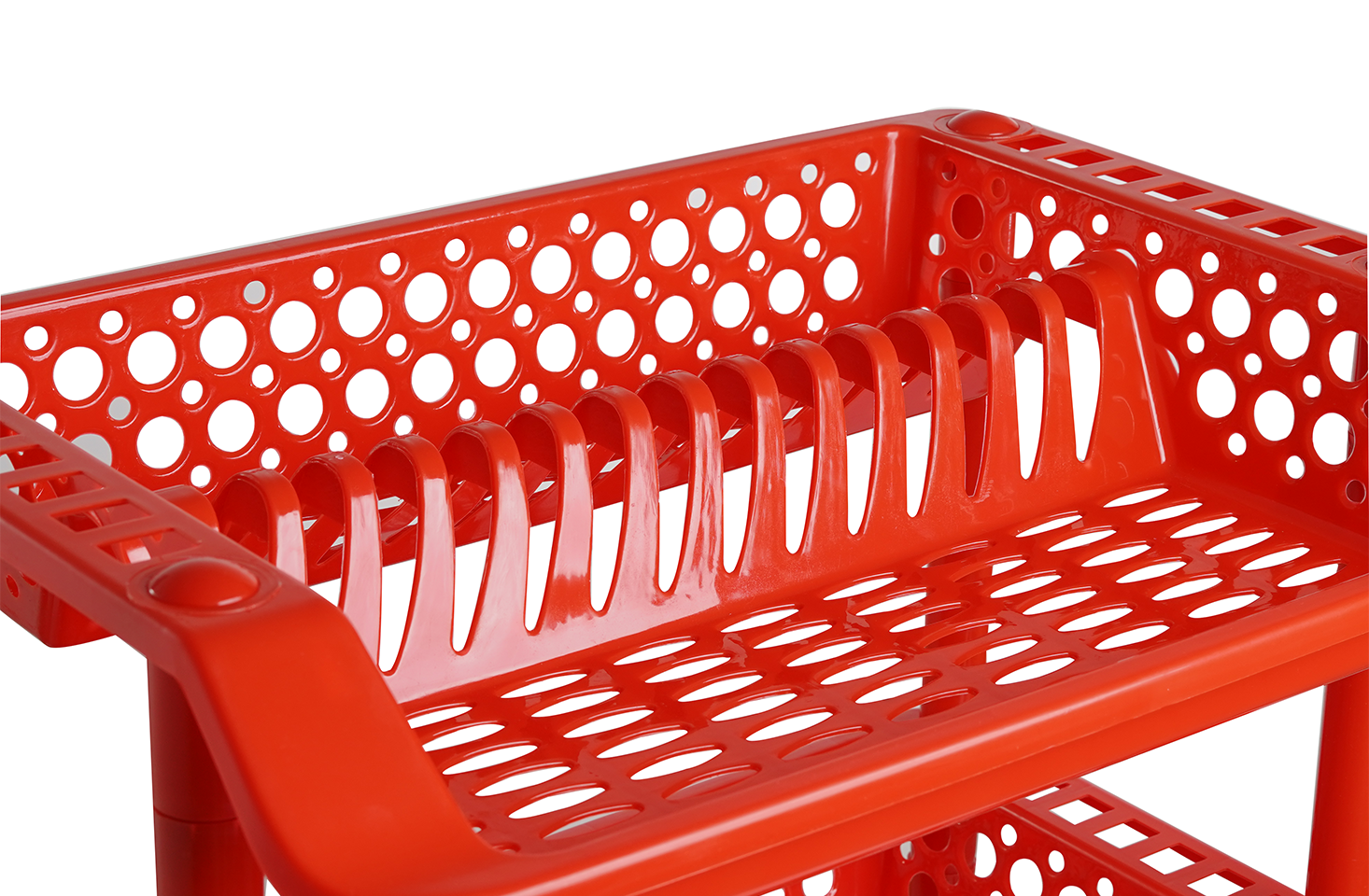 Plastic Dish Rack 3 Tier | Kitchen Plate & Utensil Organizer - Red - Malik Mart P190