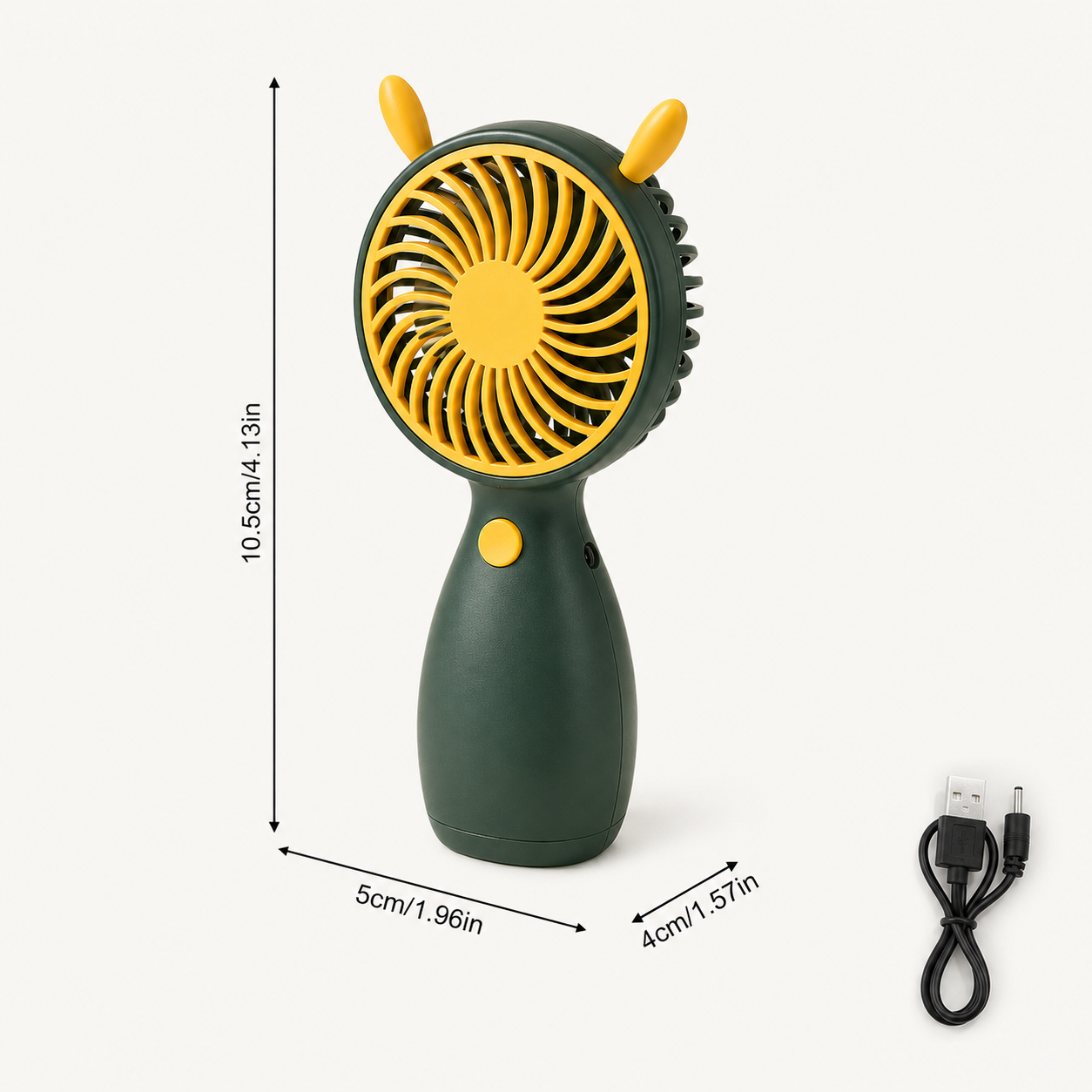 Green Cute Mini Rechargeable USB Fan - Portable Handheld Desk Fan
