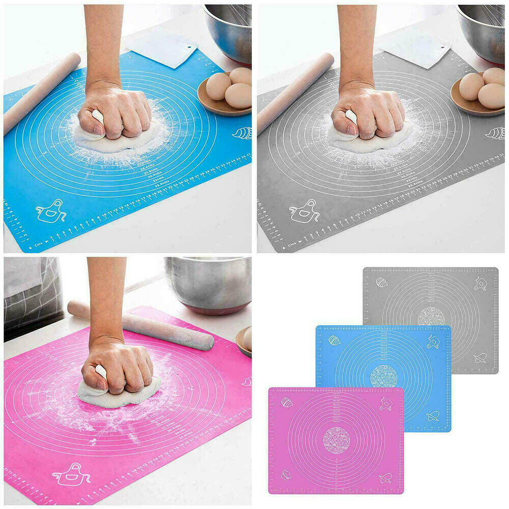 Silicone Baking Mat with Measurements Non Stick Pastry Dough Rolling Mat for Roti Pizza Fondant Bread and Kitchen Countertop Use