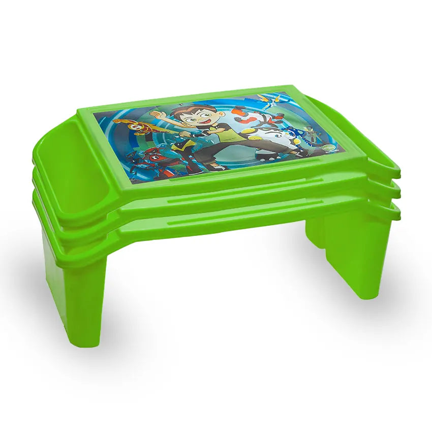 Kiddy Book Table Pack of 3 with sticker Durable Kids Stool Set - Lightweight Multipurpose Seating for Home, Study & Play Area - Blue