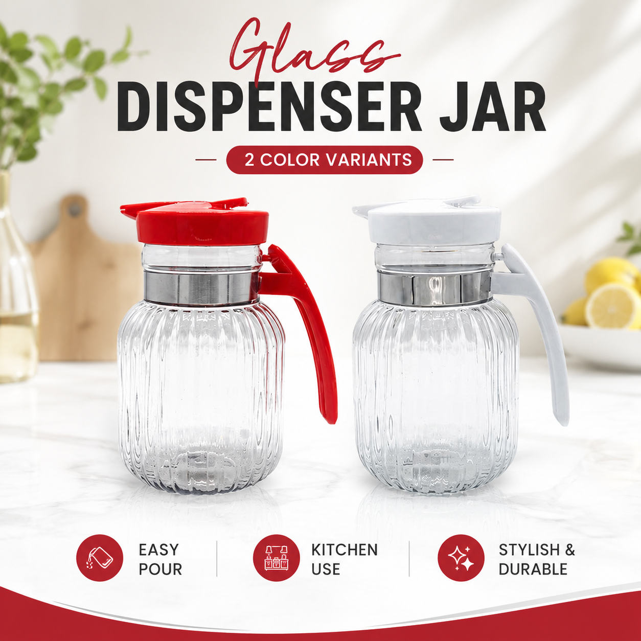 Smart Plastic Water Jug Pack of 2 | 2000ml & 3000ml Kitchen Serving Jug