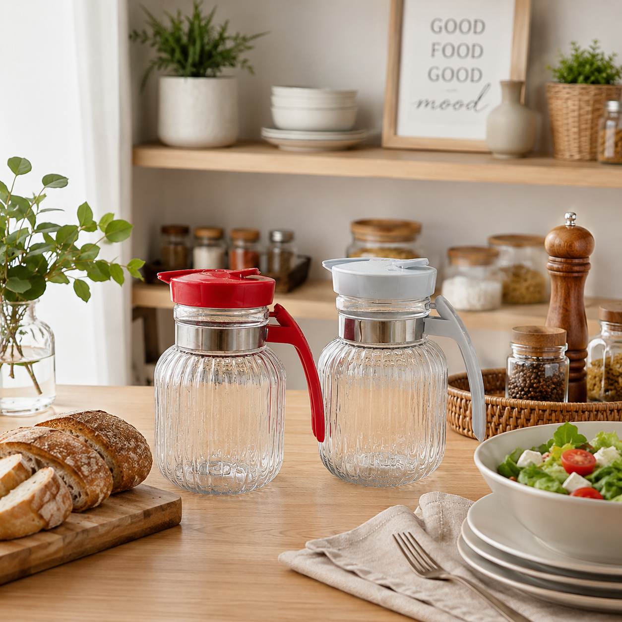 Smart Plastic Water Jug Pack of 2 | 2000ml & 3000ml Kitchen Serving Jug