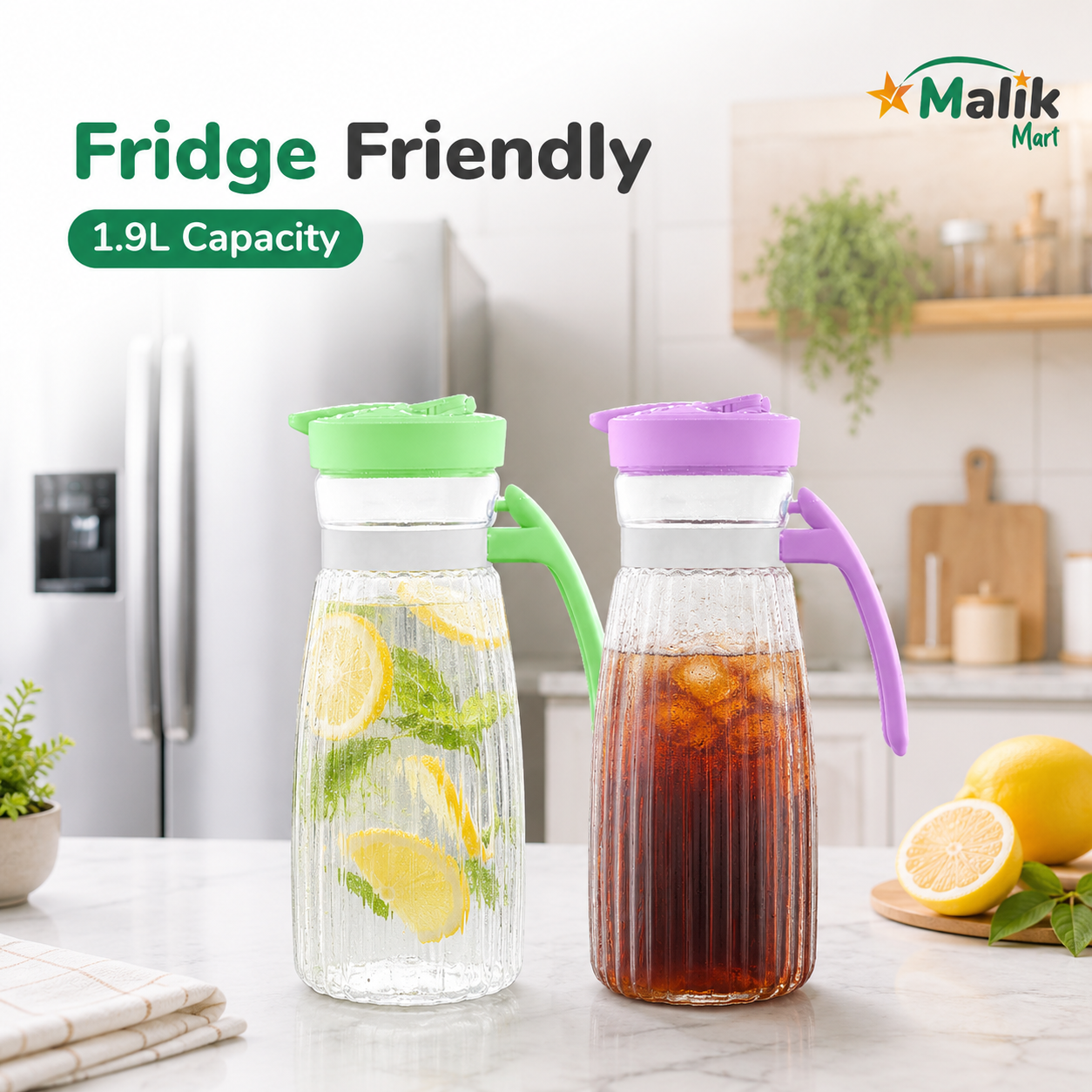 Table Plastic Water Jug 1.9L Pack of 2 | Daily Kitchen & Dining Jug