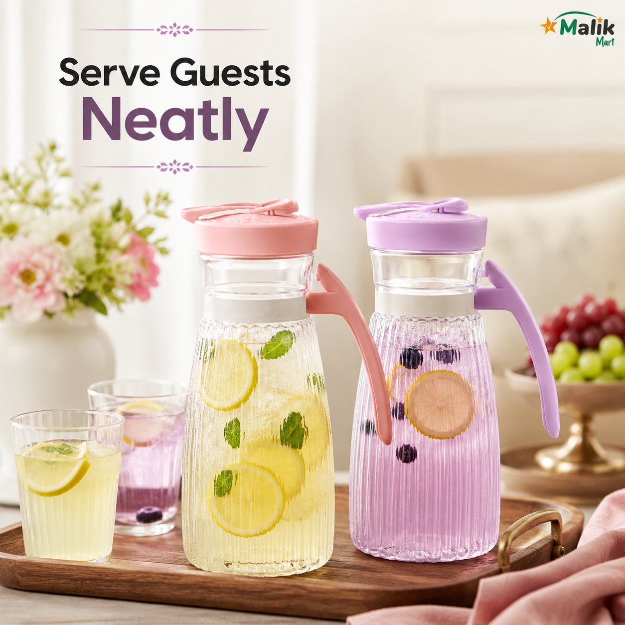 Table Plastic Water Jug 1.9L Pack of 2 | Daily Kitchen & Dining Jug