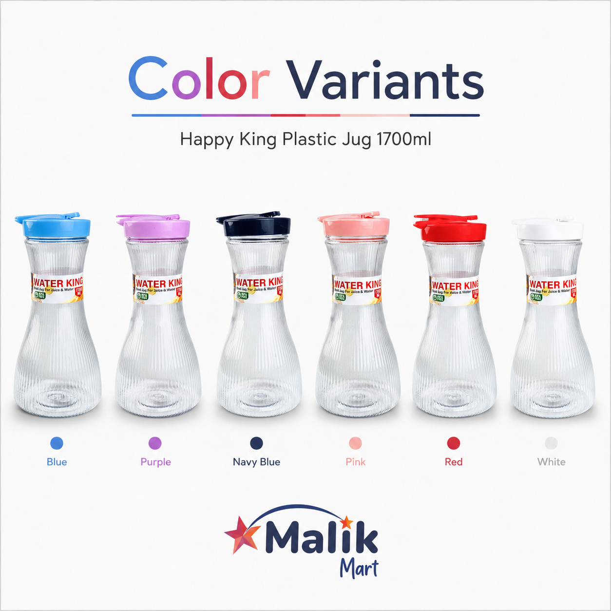 King Plastic Water Jug 1700ml Pack of 2 | Kitchen, Dining & Juice Serving Jug