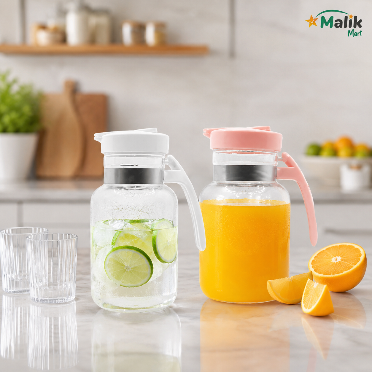 Novel Plastic Water Jug Pack of 2 | 2.1L, 3.1L & 3.6L Kitchen Serving Jug