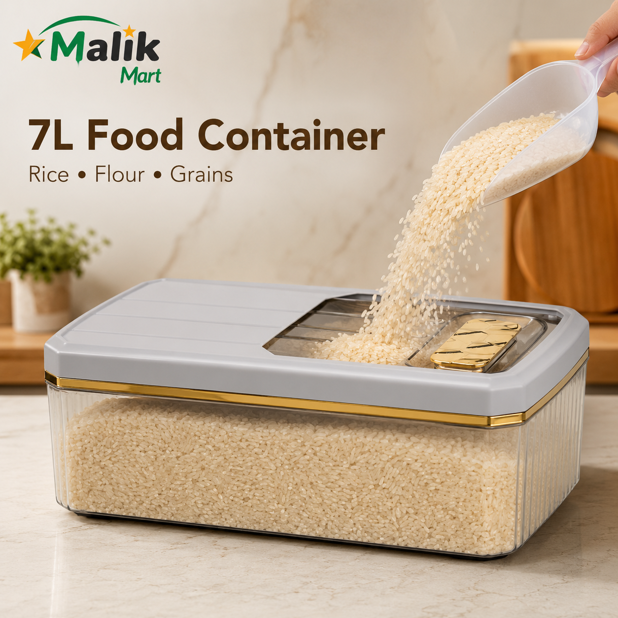 Maxy Plastic Food Storage Container 7L | Kitchen Pantry Box with Secure Lid