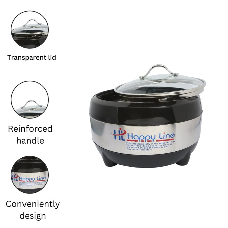 Line Glass Top Insulated Hotpot Set | Food Warmer Serving Casserole Set