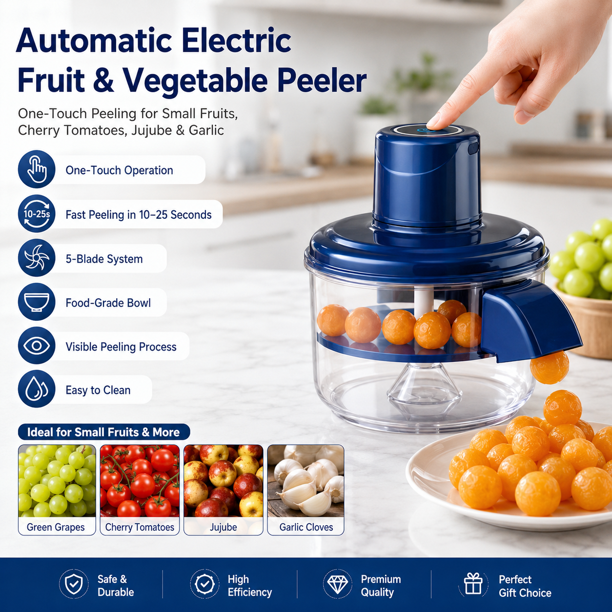 Automatic Electric Fruit & Vegetable Peeler – QuickPeel Kitchen Peeling Machine