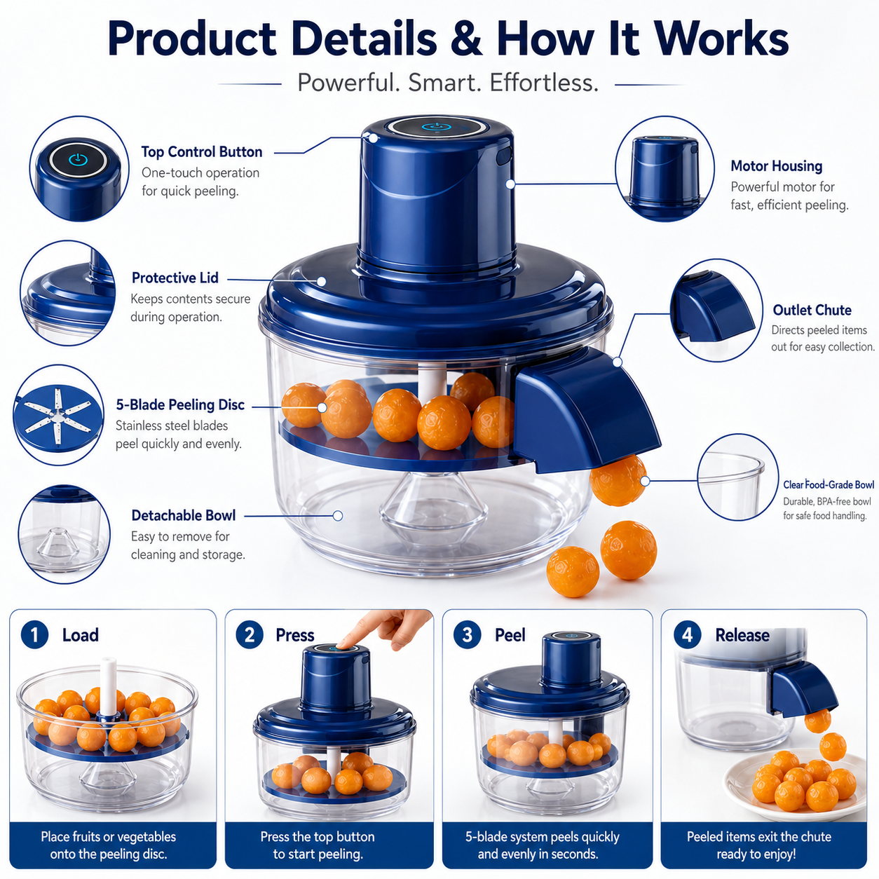 Automatic Electric Fruit & Vegetable Peeler – QuickPeel Kitchen Peeling Machine