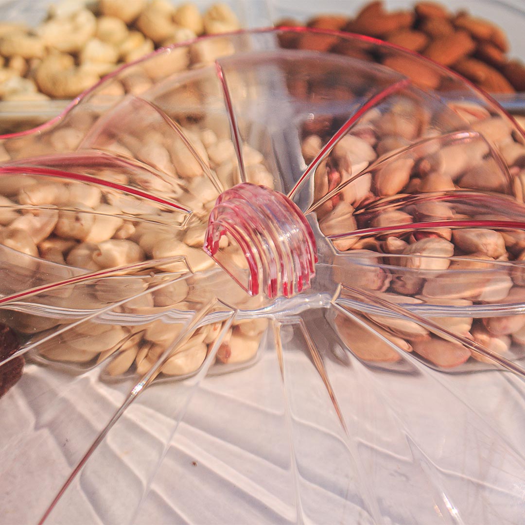 Pearl Compartment Tray Compartment Serving Tray - Elegant Dry Fruit, Snacks & Dessert Tray for Home Serving - Blue