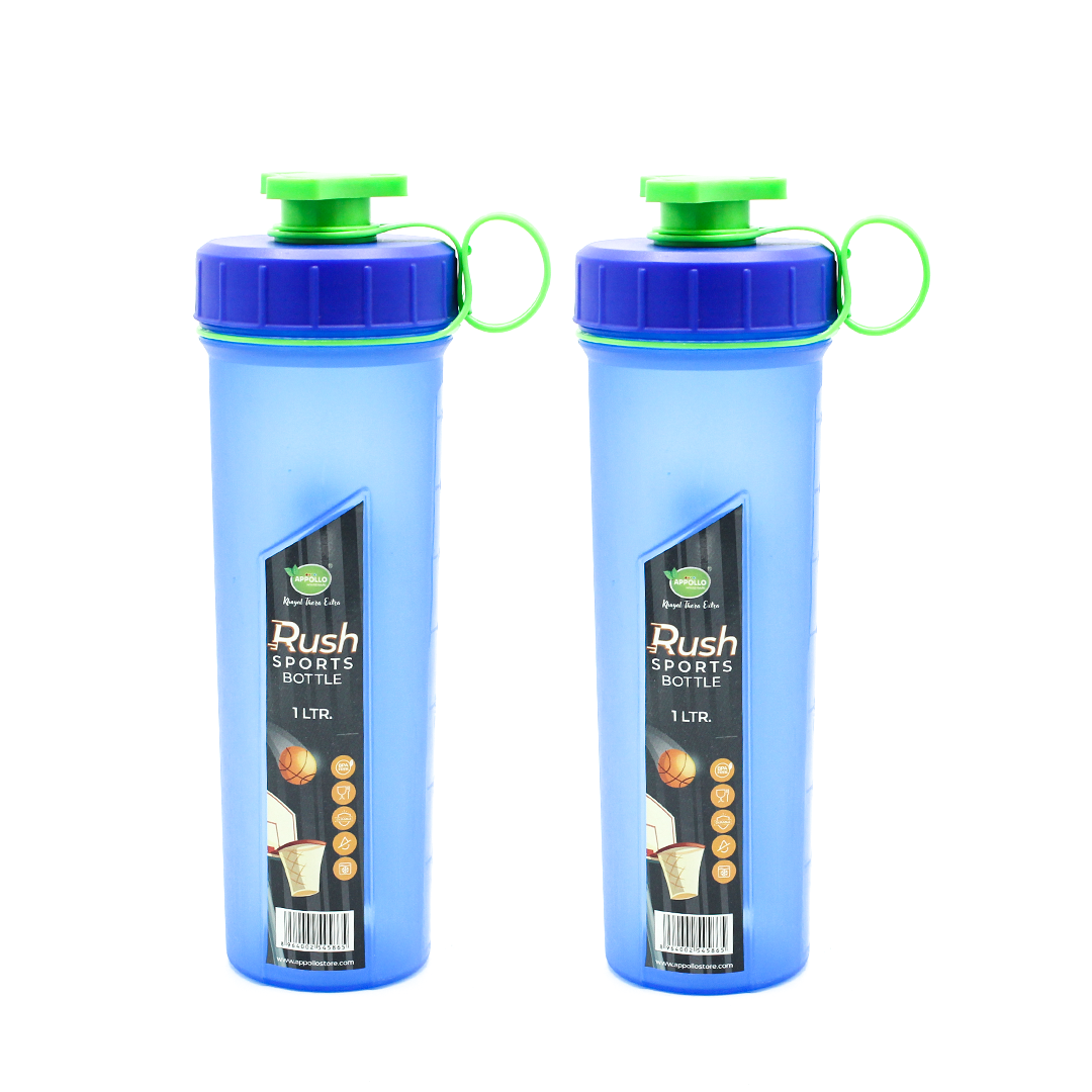 Rush Sports Water Bottle Large Pack of 2 - (1Litre) Leak-Resistant Water Bottle - Portable BPA-Free Hydration Bottle for School, Gym & Daily Use - Red