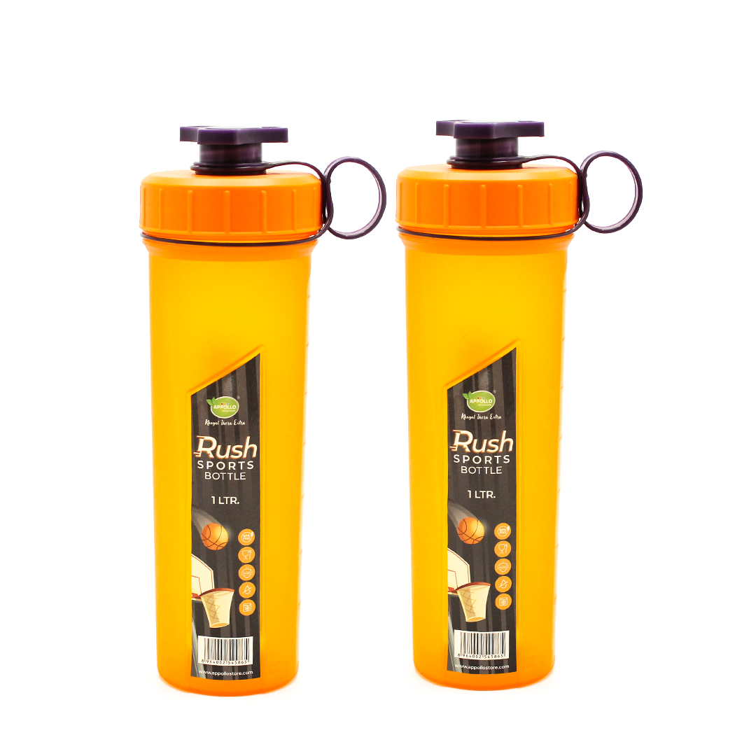 Rush Sports Water Bottle Large Pack of 2 - (1Litre) Leak-Resistant Water Bottle - Portable BPA-Free Hydration Bottle for School, Gym & Daily Use - Blue