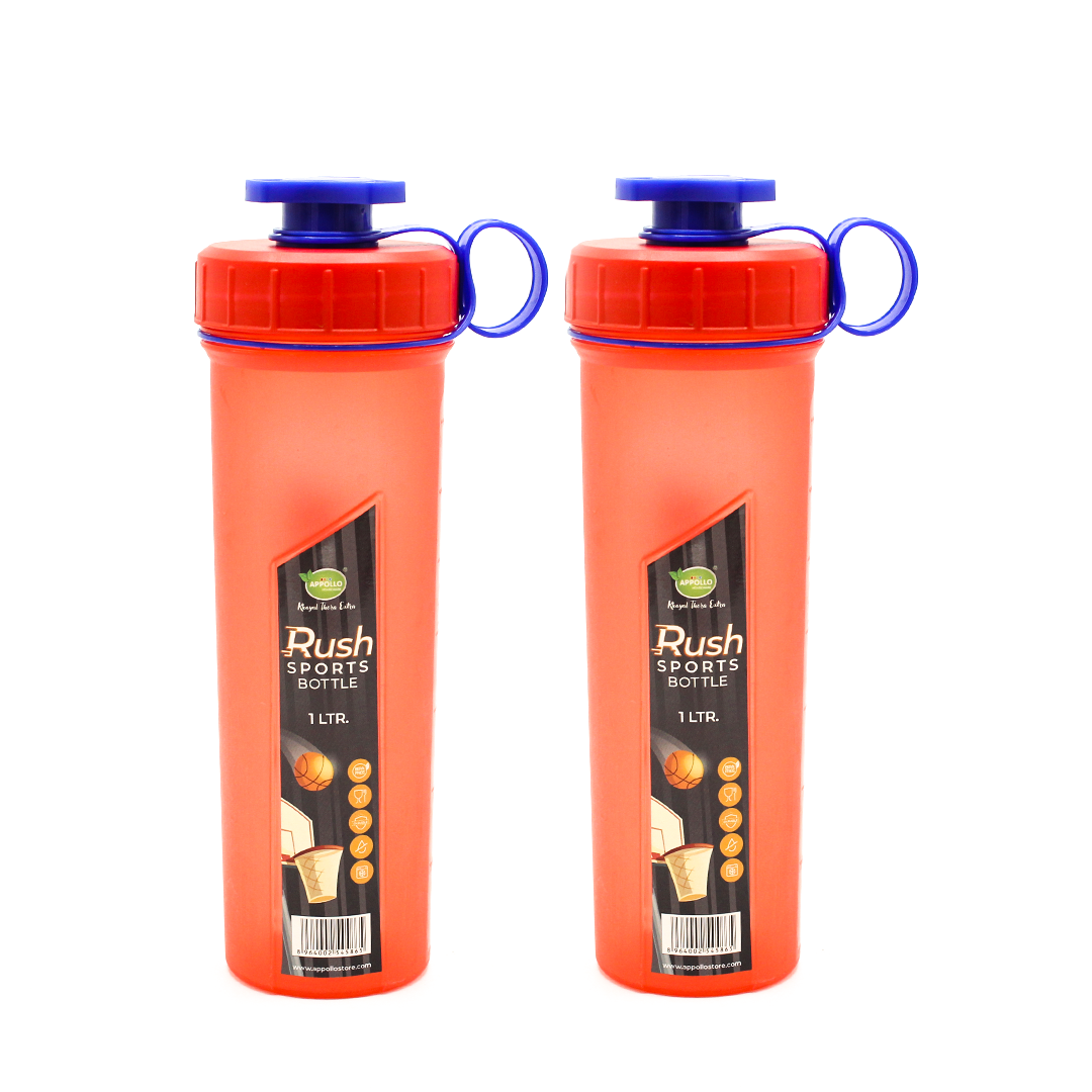 Rush Sports Water Bottle Large Pack of 2 - (1Litre) Leak-Resistant Water Bottle - Portable BPA-Free Hydration Bottle for School, Gym & Daily Use - Turquoise