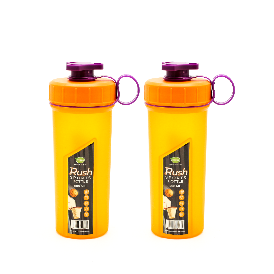 Rush Sports Water Bottle Small Pack of 2 - (800ml) Leak-Resistant Water Bottle - Portable BPA-Free Hydration Bottle for School, Gym & Daily Use - Assorted