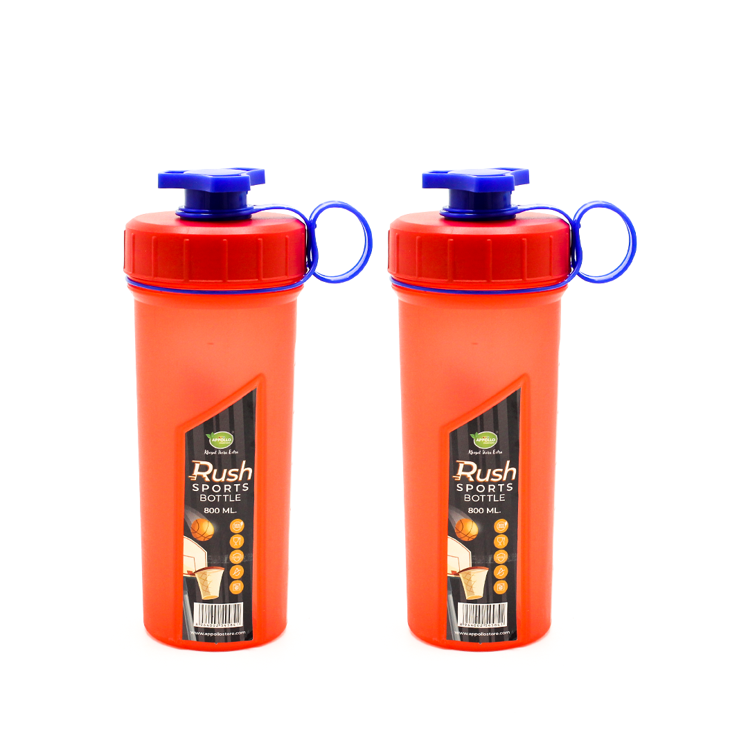 Rush Sports Water Bottle Small Pack of 2 - (800ml) Leak-Resistant Water Bottle - Portable BPA-Free Hydration Bottle for School, Gym & Daily Use - Blue