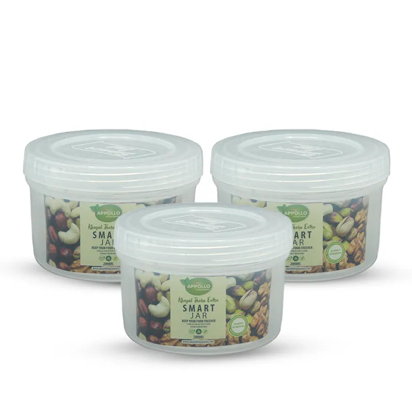 Smart Mini Jar Medium - (200ml) Airtight Storage Jar - Stylish Kitchen Jar for Dry Fruits, Snacks, Spices & Pantry Items - Assorted