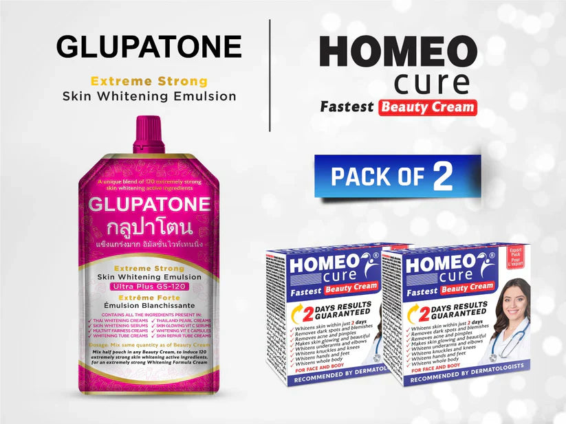 Gluptone Extreme Strong Emulsion 50ml With Homeo Cure Beauty Cream (Pack Of 2)