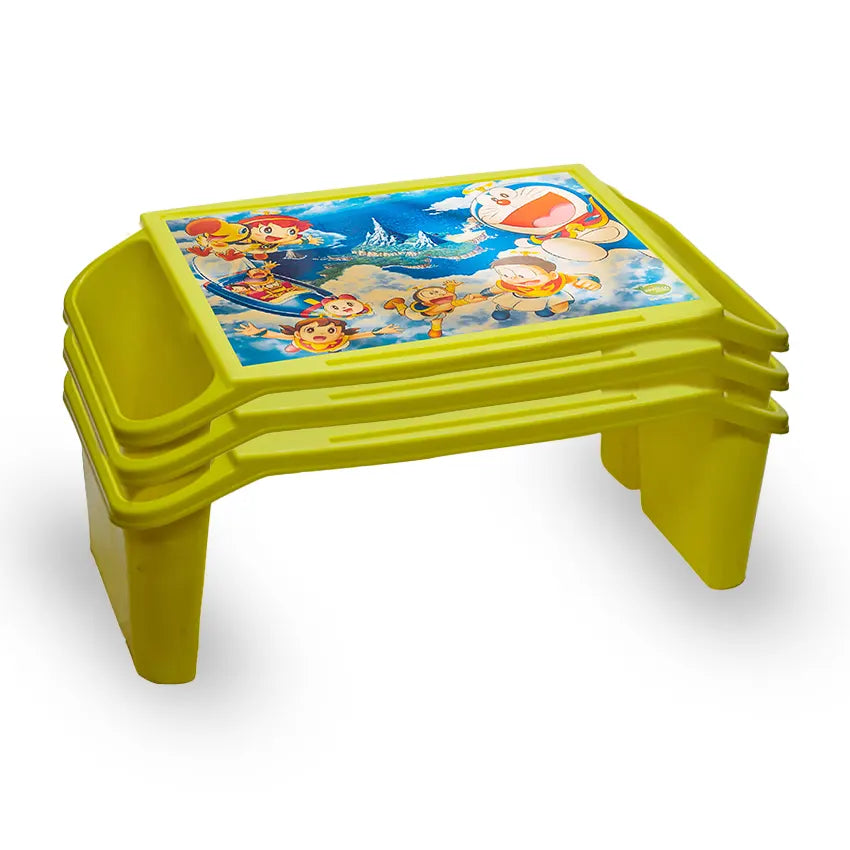 Kiddy Book Table Pack of 3 with sticker Durable Kids Stool Set - Lightweight Multipurpose Seating for Home, Study & Play Area - Orange